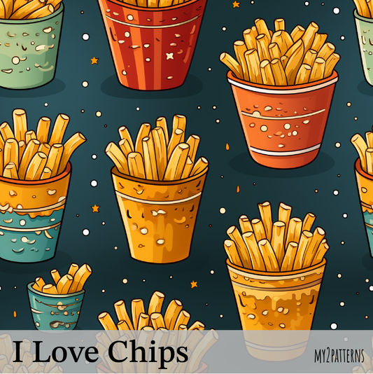 I Love Chips – Seamless French Fries Pattern (Digital Download)
