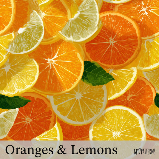 Oranges & Lemons Digital Pattern – Seamless Citrus Print with Commercial Use
