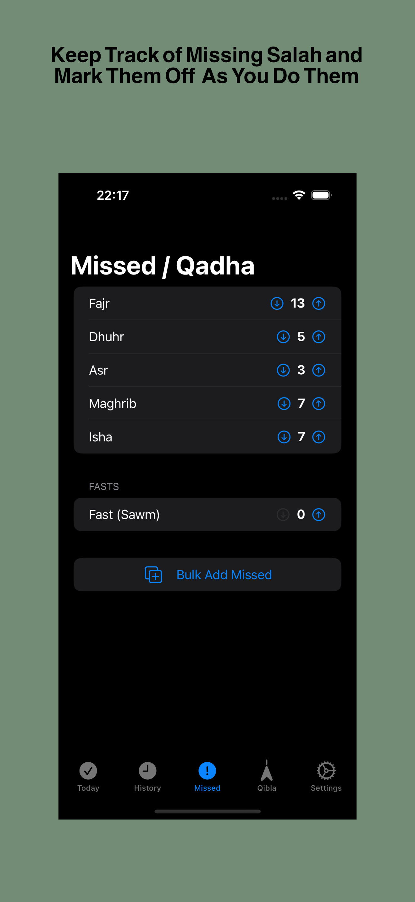 Missed/Qadha list